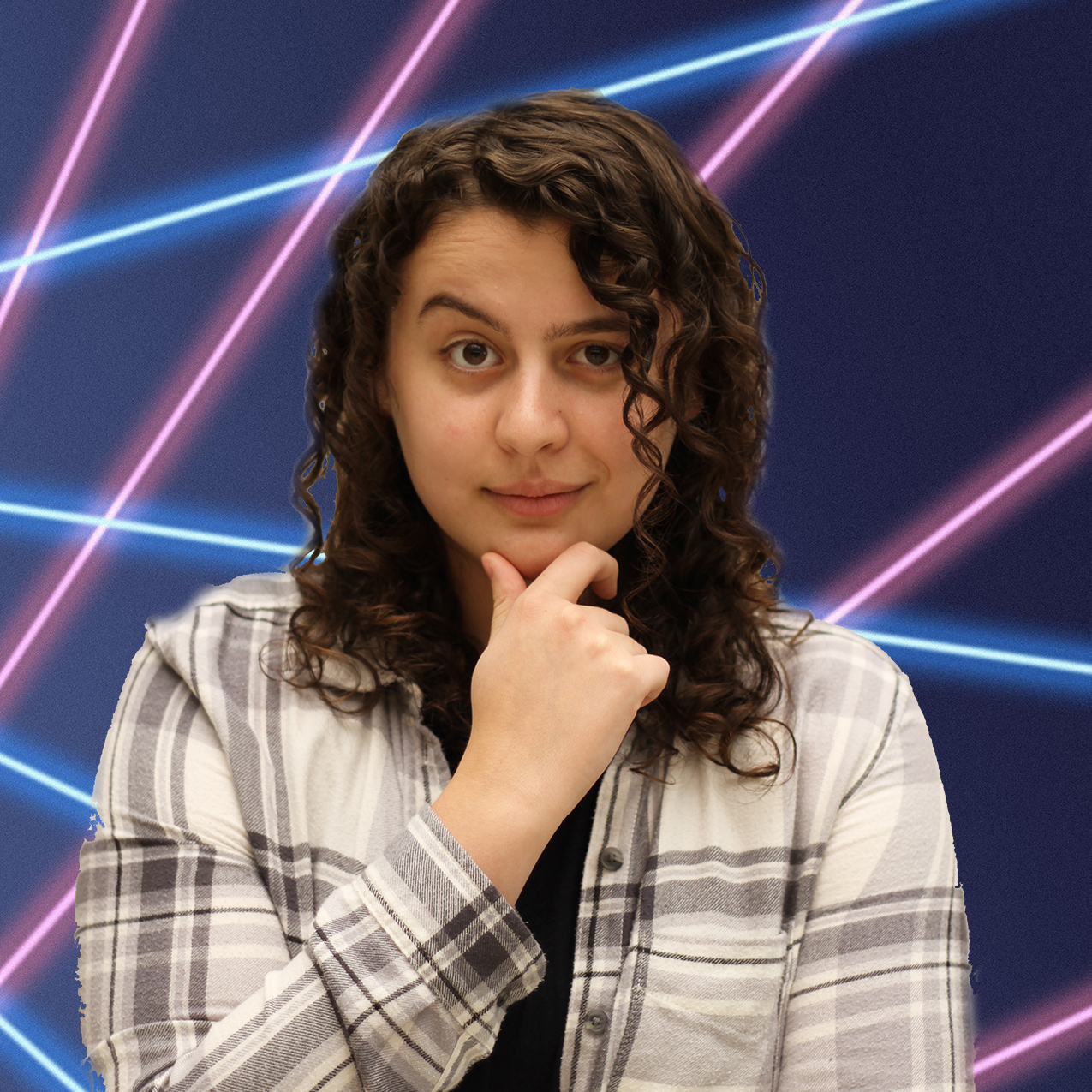 Ilana in front of laser background