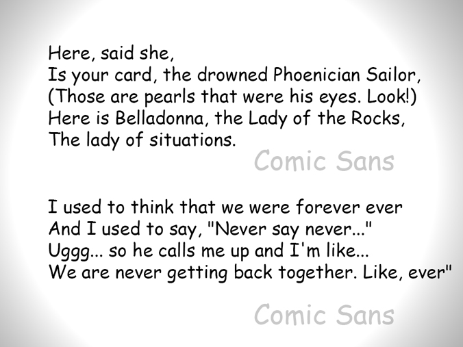 text comparison between Comic Sans and Baskerville