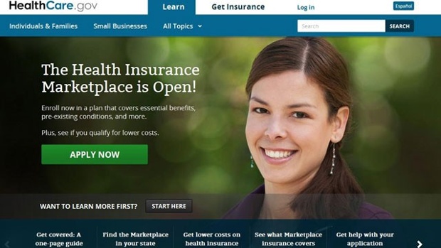 Front page of "old" Obamacare Sign-up site.