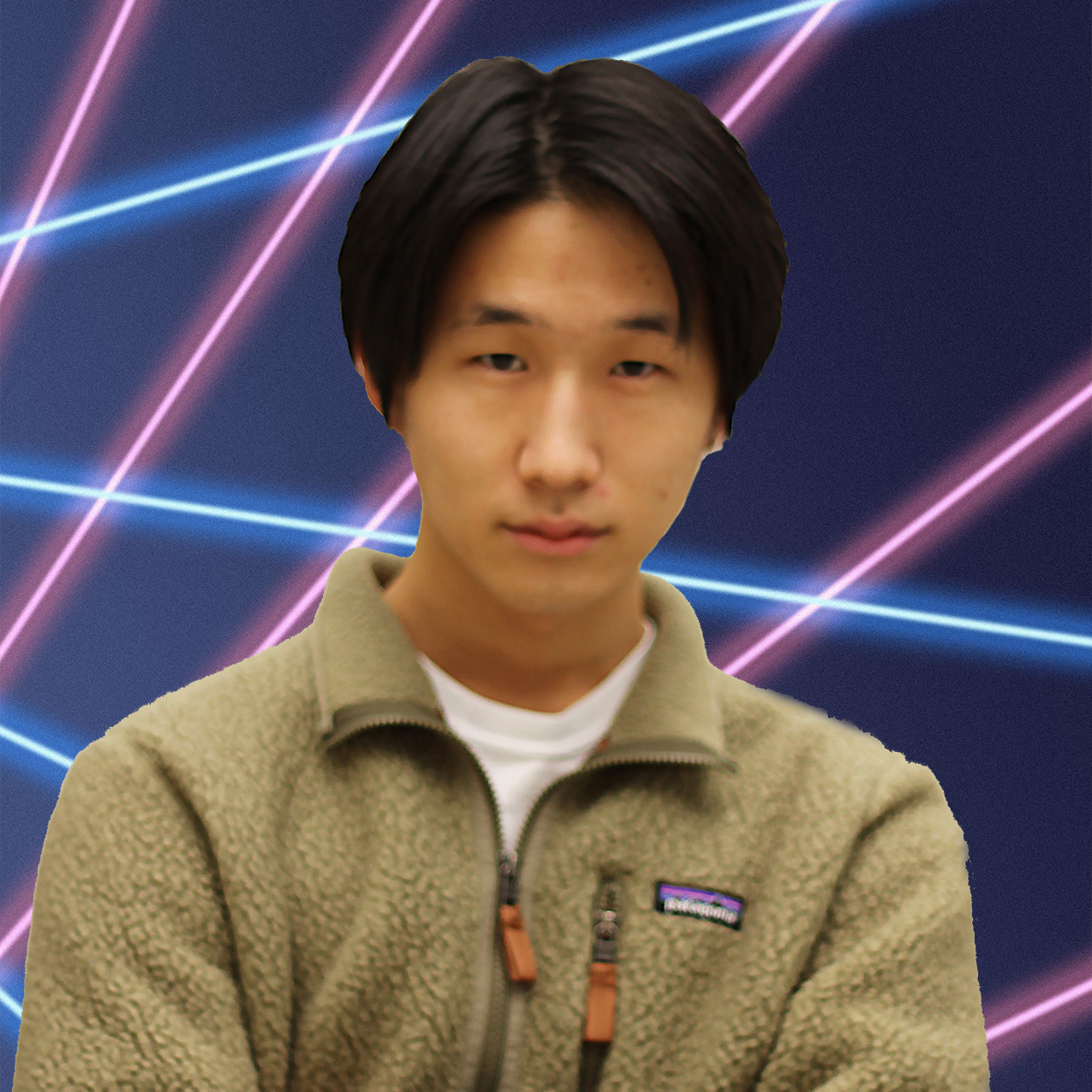 Kevin in front of laser background